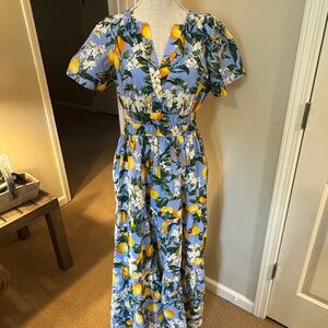 Floral Blue and Yellow Maxi Dress